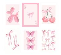 HDGSAFD 6 Morceaux d'affiche Esthétique Rose, Affiche De Mode Mignonne pour Filles, Bricolage d'art Mural Dessin Ornements Suspendus, Journal Pivien Créatif, Chambre À Coucher.