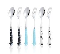 HDGSAFD 6 Pièces Cat Claw Spoon Fork, Cuillère De Nourriture pour Animaux De Compagnie en Acier Inoxydable, Jeu De Vaisselle, Jolie Vaisselle d'alimentation, Fourche À Fourche À Fourche Extérieure.