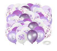 HDGSAFD Ballons À Thème Papillon, 60 Pièces, avec Confettis À Paillettes, Décorations De Fête, Ballons pour Filles, Fournitures De Décoration De Fête