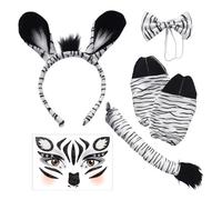 HDGSAFD Bandeau 1 Pièce, 1 Pièce À Nœud Papillon, 1 Paire De Manches, 1 Morceau De Queue Et 1 Patch De Visage, Costume De Zèbre, Accessoires De Jeu De Rôle.