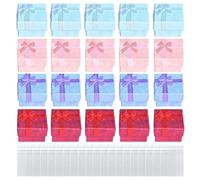 HDGSAFD Boîte à Bagues 20 Pièces avec Sac à Bijoux et Nœuds - Cadeau pour Noël, 4 x 4 cm