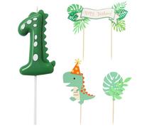 HDGSAFD Bougie 1 Pièce, Insert De Gâteau 3 Pièces, Bougie Numéro 1, Décoration De Dinosaure, Insert De Gâteau De Fête d'anniversaire pour Enfants