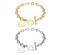HDGSAFD Bracelets d'amour 2 Pièces, Bracelets en Acier Titane, Bijoux Personnalisés pour Femmes, Chaînes À La Mode Et Exquises, Bracelets Pendentif