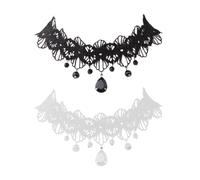 HDGSAFD Chaînes De Clavicule en Dentelle, 2 Pièces, Collier Gothique Vintage en Dentelle, Bijoux Punk, Accessoires pour Vêtements