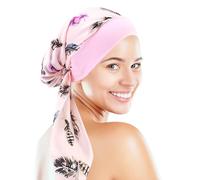 HDGSAFD Chapeau Turban en Soie - Chapeau de Soleil d'Été à Large Bord pour Plage, Camping, Voyages, Pêche et Shopping (Rose)