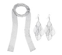 HDGSAFD Collier Écharpe À Paillettes 1 Pièce, Boucles D’Oreilles Pendantes 1 Paire, Écharpe pour Femmes, Bijoux Étincelants Simples, Collier Personnalisé