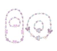 HDGSAFD Colliers 2 Pièces pour Filles Et Bracelets 2 Pièces pour Filles, Bijoux en Perles, Bijoux Élément Papillon, Bijoux Mignons pour Enfants