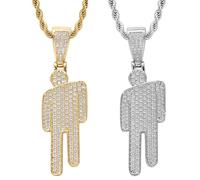 HDGSAFD Colliers À Pendentif Créatifs en Strass, 2 Pièces, en Acier Inoxydable, Bijoux Hip Hop, Accessoires pour Vêtements