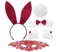 HDGSAFD Costume De Lapin en 5 Pièces Et Masque Oculaire en Dentelle 1 Pièce, Accessoires De Rôle, Accessoires De Mascarade, Accessoires De Costumes.