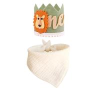 HDGSAFD Couronne De Lion 1 Pièce pour Bébé De 1 an Et Serviette Triangulaire pour Bébé 1 Pièce, Chapeau d'anniversaire Mignon pour Bébé, Fournitures De Fête pour Bébé
