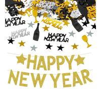 HDGSAFD Drapeau À Tirer De Bonne Année, 15G, Confettis De Bonne Année, Lettre Jetant des Confettis, Décoration De Fête du Nouvel an, 1 Pièce