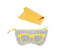 HDGSAFD Étui à Lunettes Souple Ultra Fin - Pochette Pour Lunettes de Soleil, de Lecture, de Myopie - Avec Chiffon (Jaune)