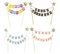 HDGSAFD Inserts De Gâteau De Drapeau 4 Pièces, Décoration De Gâteau Créative, Drapeaux De Décoration De Cuisson, Bannière De Décoration De Gâteau