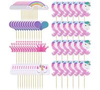 HDGSAFD Inserts De Gâteau en Forme d'animaux De Dessin Animé, 72 Pièces, Décorations De Fête d'anniversaire pour Filles, Décorations De Gâteau