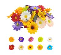 HDGSAFD Lot de 100 têtes de fleurs artificielles décoratives - Fleurs artificielles - Décoration de tête de marguerite - Fleurs artificielles colorées - Décoration de maison de fête