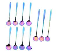 HDGSAFD Lot de 11 cuillères à fleurs colorées - Cuillères à café - Cuillère exquise - Acier inoxydable - Accessoires de cuisine