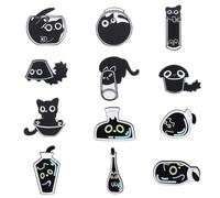 HDGSAFD Lot de 12 Badges Chat, Broches d'animaux De Dessin Animé, Badges Mignons pour Femmes, Broches Créatives, Décoration en Métal pour Vêtements
