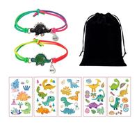 HDGSAFD Lot De 2 Bracelets Dinosaures À Couleurs Changeantes Et 5 Autocollants Dinosaures, avec 1 Pochette À Bijoux, Bracelet Créatif pour Enfants, Bracelet D'Amitié.
