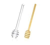 HDGSAFD Lot de 2 cuillères à confiture, cuillères à confiture transparentes, cuillère en bois, mélangeur à café, cuillère à confiture à long manche, bâton à café en spirale, bâton à confiture,