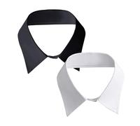 HDGSAFD Lot De 2 Faux Cols Unis, Col De Chemise, Faux Col Simple, Col Amovible, Faux Col Pour Femme (Noir, Blanc)