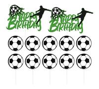 HDGSAFD Lot de 2 inserts d'anniversaire de football, 10 inserts de football, décorations de gâteau de football, inserts de dessert, inserts de gâteau d'anniversaire pour garçons, décorations de fête
