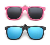 HDGSAFD Lot de 2 paires de clips pour lunettes de soleil - Pratiques - Polarisées - Réversibles - Sans démontage - Pour enfants, bleu, Taille unique