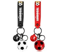 HDGSAFD Lot de 2 porte-clés de football, personnalisés, porte-clés créatifs, cadeaux de football, porte-clés inspirants (noir, rouge), noir/rouge, taille unique