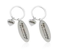 HDGSAFD Lot de 2 porte-clés en acier inoxydable, porte-clés de voiture, porte-clés créatif, porte-clés conducteur, cadeau pour papa, argenté, taille unique