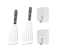 HDGSAFD Lot de 2 spatules à rôtir, 2 crochets transparents, spatules en acier inoxydable, spatule multifonctionnelle