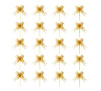 HDGSAFD Lot de 20 nœuds pour cadeaux, décorations en organza, emballage cadeau, anniversaire, mariage, fête, cravate, bricolage (doré)