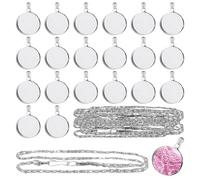 HDGSAFD Lot de 20 Pendentifs Ronds et Chaînes - Lunette, Pendentifs Vides