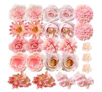 HDGSAFD Lot de 25 têtes de fleurs artificielles roses - Décoration rose - Accessoires décoratifs - Plantes artificielles - Décoration florale