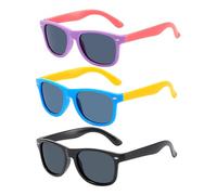 HDGSAFD Lot de 3 lunettes de soleil polarisées pour enfants - Lunettes de soleil polarisées - Protection UV - Lunettes de soleil tendance pour garçons et filles (multicolores), multicolore, 129 * 125