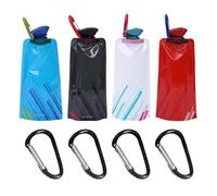 HDGSAFD Lot de 4 sacs d'eau potable pliables - 4 mousquetons - Pour la randonnée, le camping - Accessoires pour eau potable de voyage