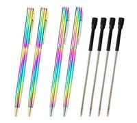 HDGSAFD Lot de 4 stylos multicolores, 4 recharges pour carnet, stylo à bille métallique dégradé de couleur rétractable (doré, argenté)