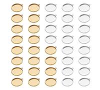 HDGSAFD Lot de 40 mini plateaux suspendus ronds, lunette avec pendentif, plateau avec cadre, pendentif pour chaîne, accessoires pour bijoux