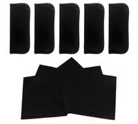HDGSAFD Lot De 5 Sacs À Lunettes Noirs Et 5 Chiffons À Lunettes, Sacs De Rangement Pour Lunettes Simples, Sacs À Lunettes Portables, Accessoires Pour Lunettes