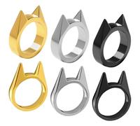 HDGSAFD Lot de 6 bagues en cuivre Knuckle - Jolies bagues en forme d'oreilles de chat - Bagues décoratives pour filles - Bagues d'accompagnement unisexes, taille unique