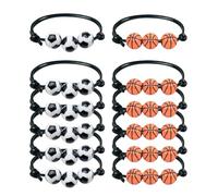 HDGSAFD Lot de 6 bracelets de football avec 6 bracelets de basket-ball, bracelets tressés, bracelets d'amitié, bracelets réglables, bracelets au design créatif, cadeaux pour les fans, Résine