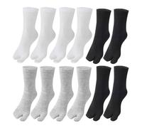 HDGSAFD Lot de 6 paires de chaussettes à orteils pour homme - Chaussettes à orteils fendus - Chaussettes à cinq orteils pour homme, Noir/blanc/gris, 10-20