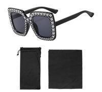 HDGSAFD Lunettes De Soleil De 1 Morceau, Chiffon De Verres De 1 Morceau, Sac De Verres De 1 Morceau, Lunettes De Soleil En Diamant, Verres De Mode Pour Femmes, Accessoires De Vêtements De Fête.