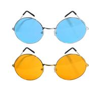 HDGSAFD Lunettes De Soleil Rondes À Monture Métallique, 2 Pièces, Rétro, Mode, Décoration De Fête De Vacances, Miroir