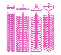 HDGSAFD Mini Cintres en Plastique 60 Pièces Et 2 Mini Lunettes, Accessoires pour Maison De Poupée, Cintres pour Vêtements De Poupée, Accessoires De Poupée