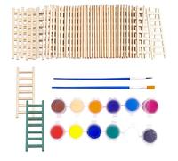HDGSAFD Mini Échelle 50 Pièces avec 12 Couleurs Et 2 Pinceaux, Décoration De Maison De Poupée, Échelle en Bois, Décoration De Paysage De Plantes en Pot