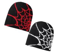 HDGSAFD Pack De 2 Bonnets Imprimés Toile D'Araignée, Bonnets Tendance Et Personnalisés, Bonnets Tricotés Chauds, Bonnets Tricotés Élastiques Et Doux