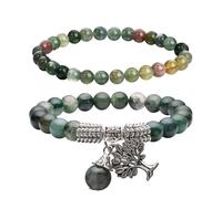 HDGSAFD Pack De 2 Bracelets De Perles, Bracelets Pendentif Arbre De Vie, Bracelets De Perles pour Femmes, Bracelets De Perles De Pierre Extensibles, Bracelets De Mode