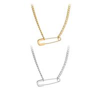 HDGSAFD Pack De 2 Colliers À Épingles Créatives, Colliers Simples, Colliers Pendentifs Personnalisés, Colliers en Acier Inoxydable, Colliers De Style Punk