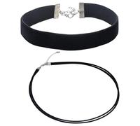 HDGSAFD Pack De 2 Colliers Noirs, Colliers Classiques pour Femmes, Colliers De Mode Simples, Colliers Réglables, Chaînes De Clavicule