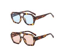 HDGSAFD Pack De 2 Lunettes De Soleil Imprimé Léopard, Lunettes De Soleil Rétro, Lunettes De Mode Personnalisées, Lunettes Irrégulières, Accessoires Vestimentaires