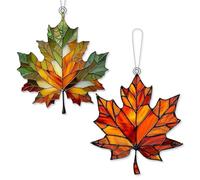 HDGSAFD Pack De 2 Pendentifs Décoratifs en Feuille D’Érable D’Automne avec Chaînes, Pendentifs Décoratifs Suspendus en Acrylique, Décorations pour La Maison, Tentures De Fenêtre